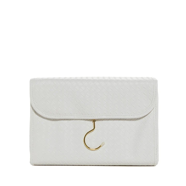 Luxe Hanging Toiletry case- woven bridal white