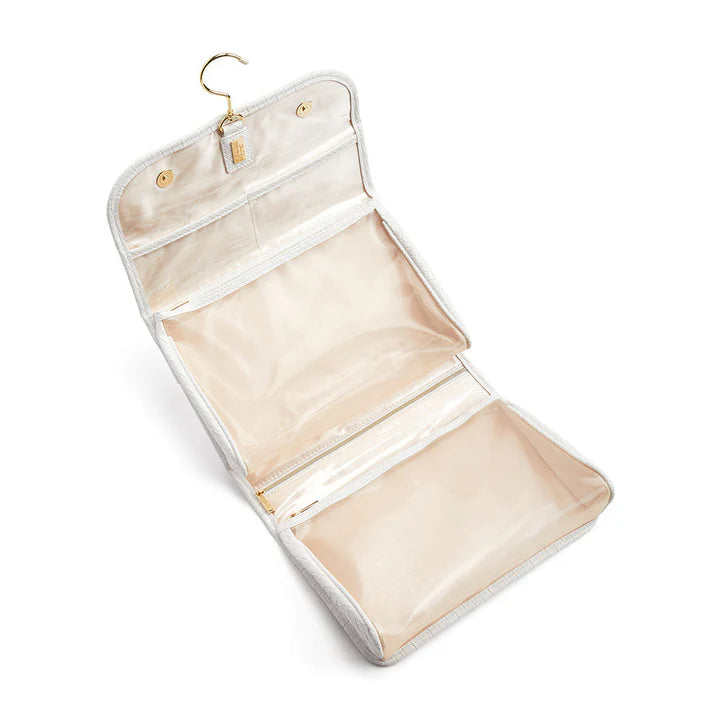 Luxe Hanging Toiletry case- woven bridal white