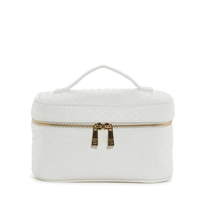 Luxe train cosmetic case- woven bridal white