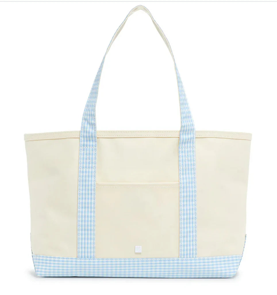 Medium Tote- gingham mist trim