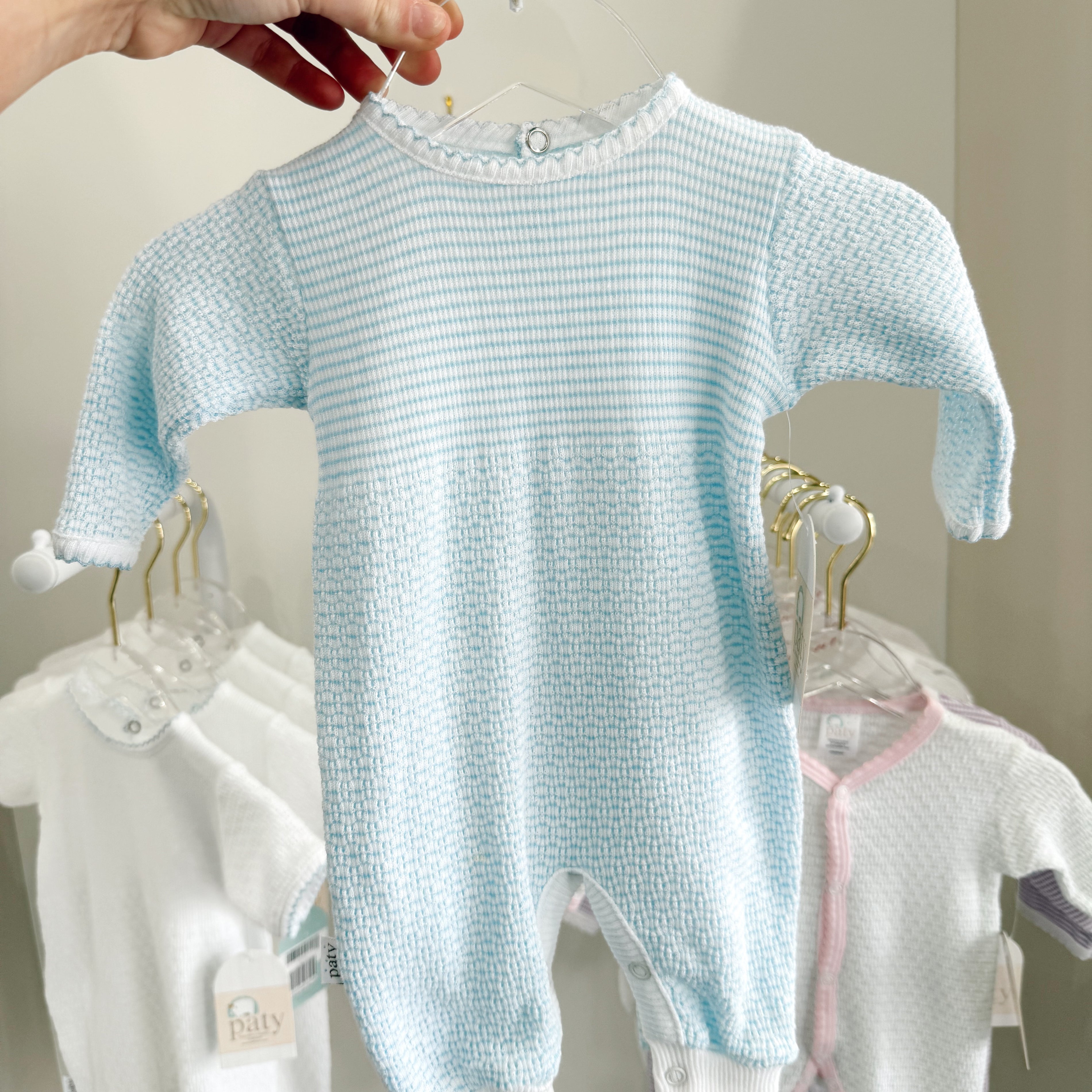 Solid Color Paty Knit Romper- blue