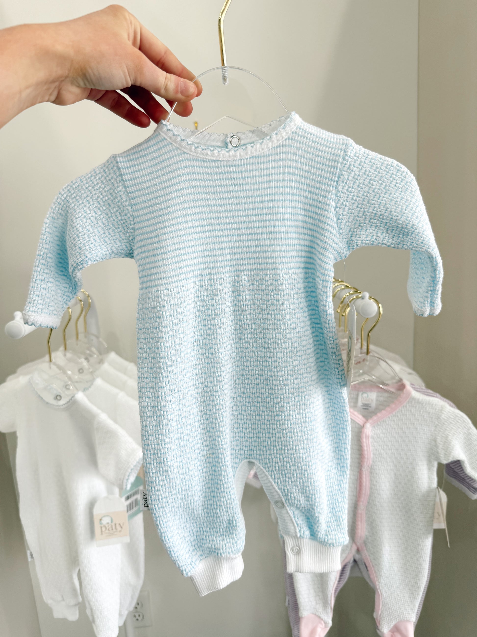 Solid Color Paty Knit Romper- blue