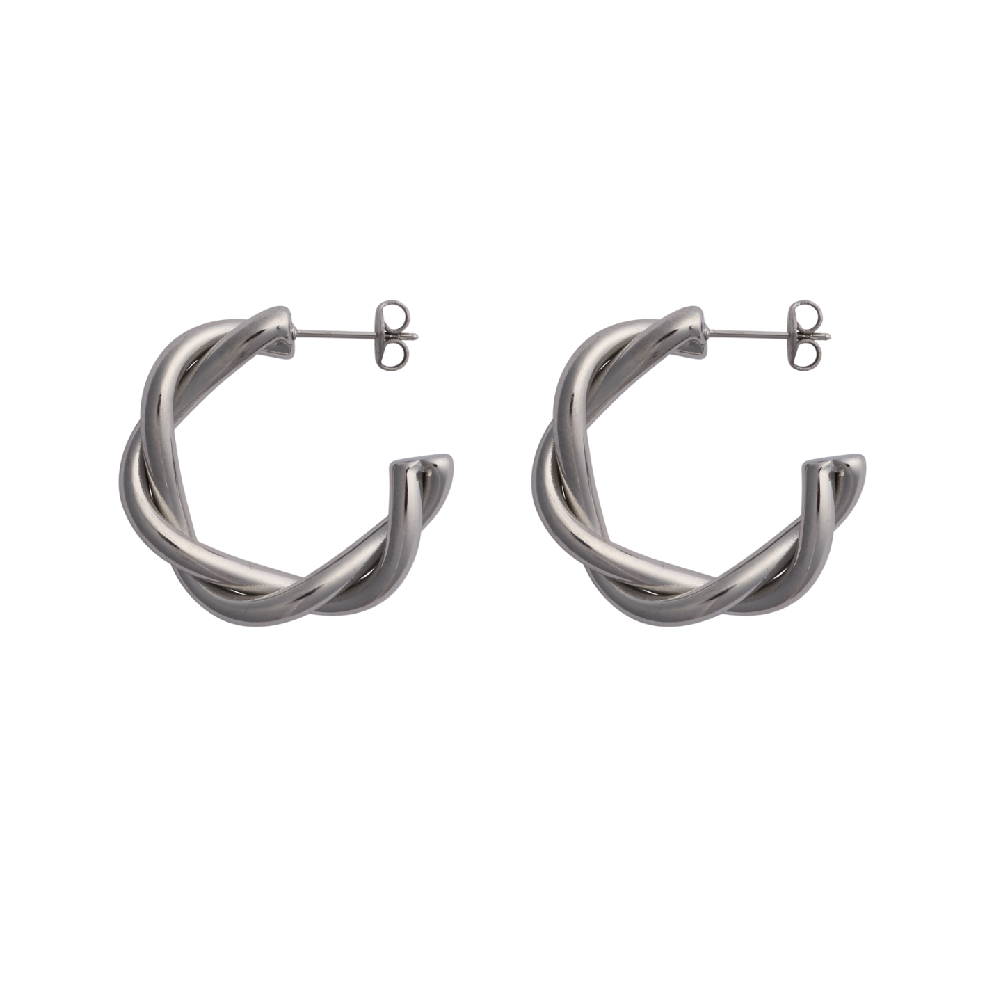Twisty Silver Hoops