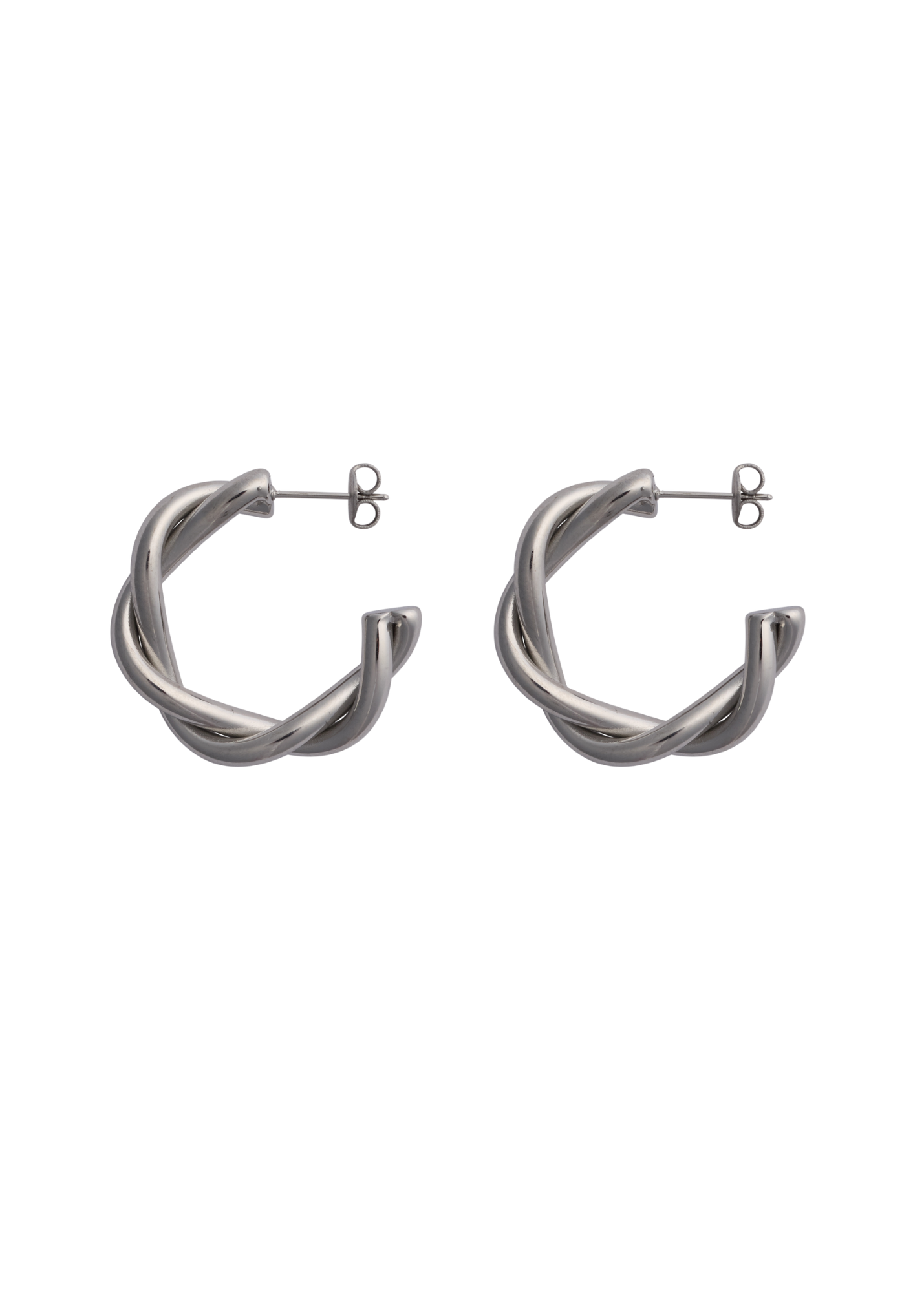 Twisty Silver Hoops
