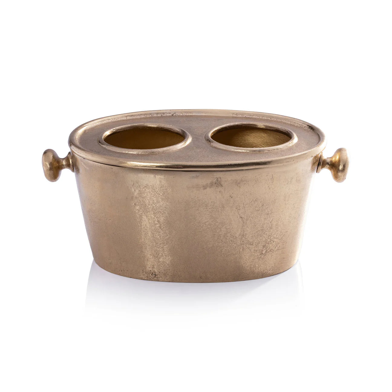 Raw Aluminum Two Bottle Wine Holder - Gold