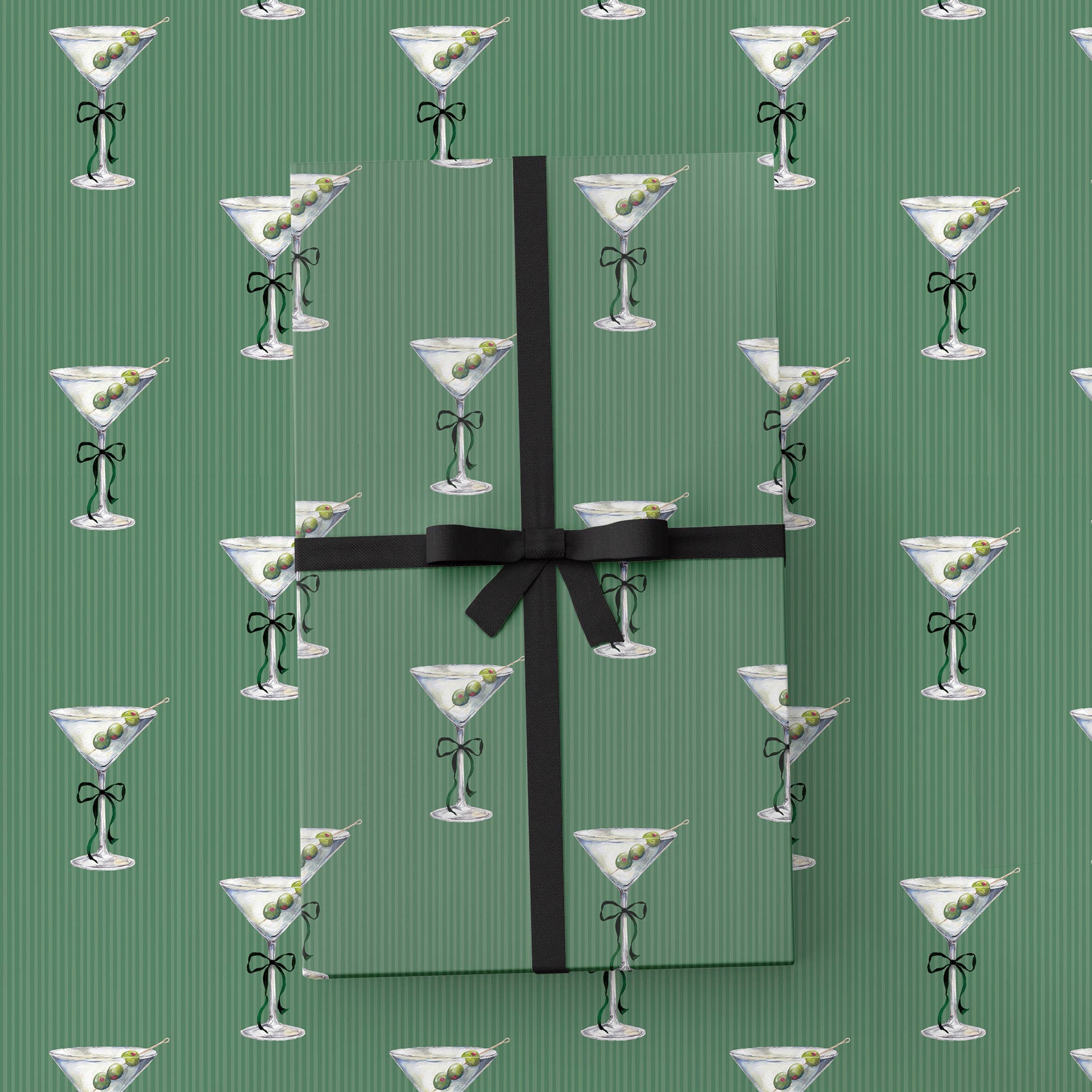 Tini Holiday Martini & Bow Wrapping Paper
