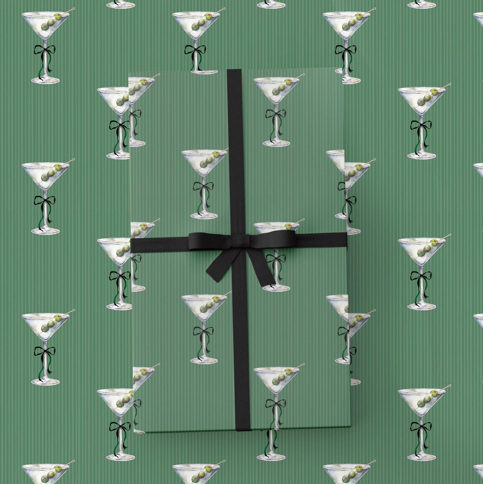 Tini Holiday Martini & Bow Wrapping Paper