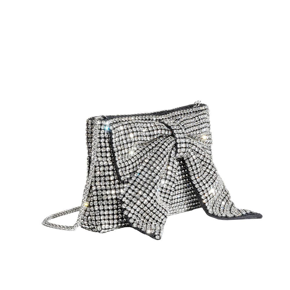 Jada Silver Bow Rhinestone Crossbody Bag Pre-Order 12/15