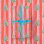 Tinsel Tree and Twinkles Red Striped Wrapping Paper