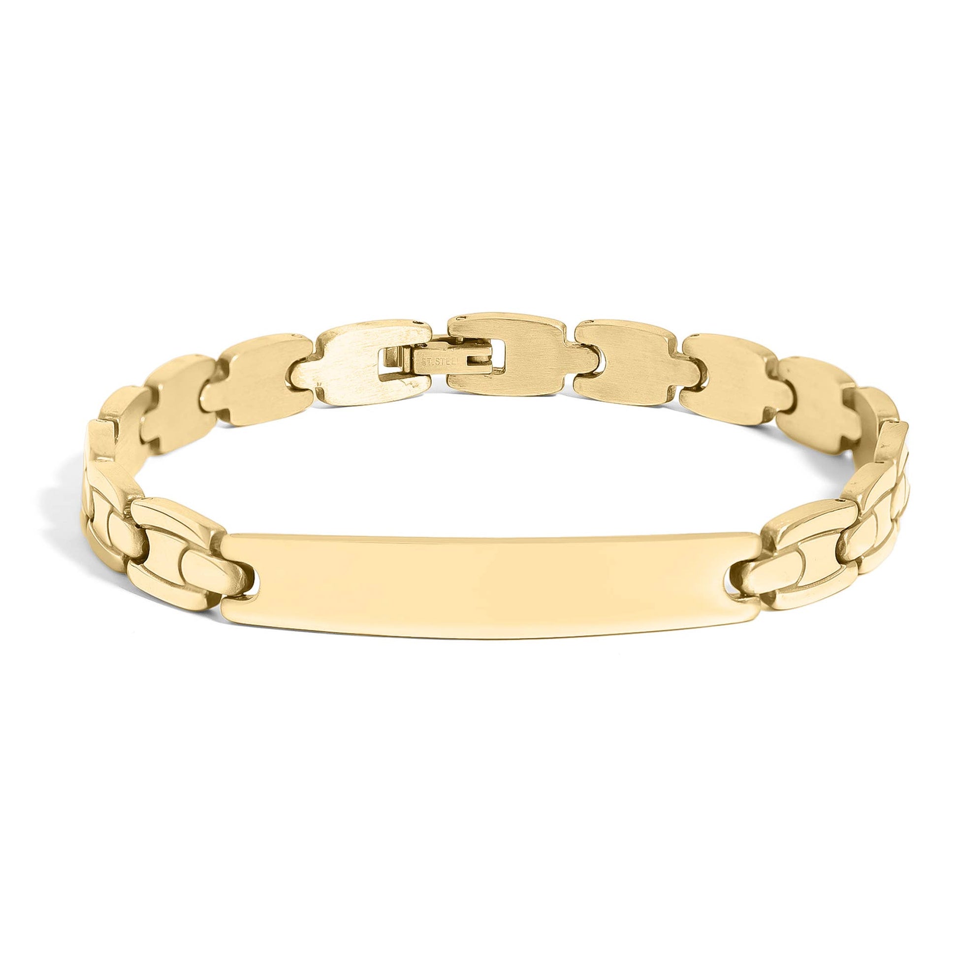 Stainless Steel Engravable Rectangle ID Bracelet for Men