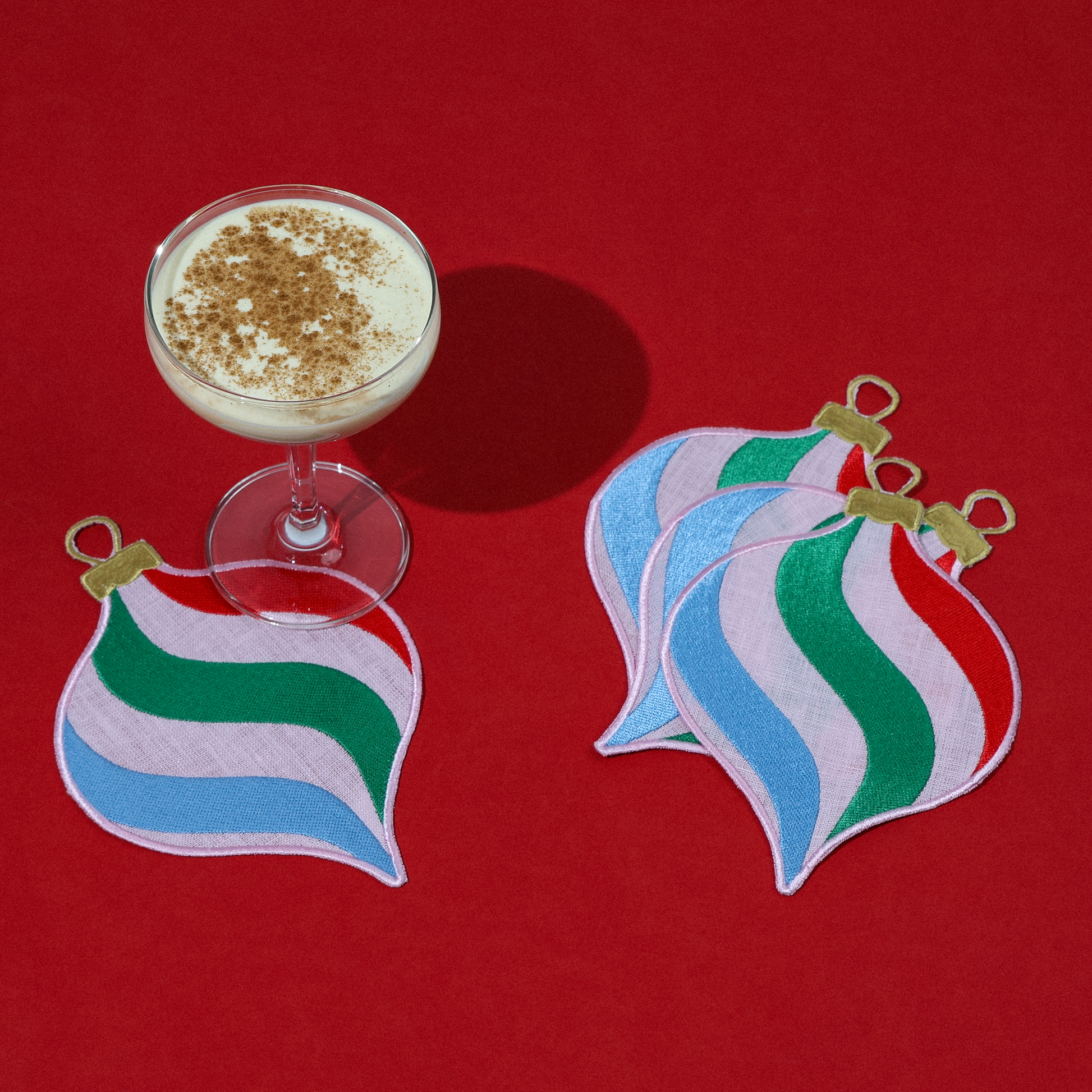 Vintage Ornament Linen Cocktail Napkins