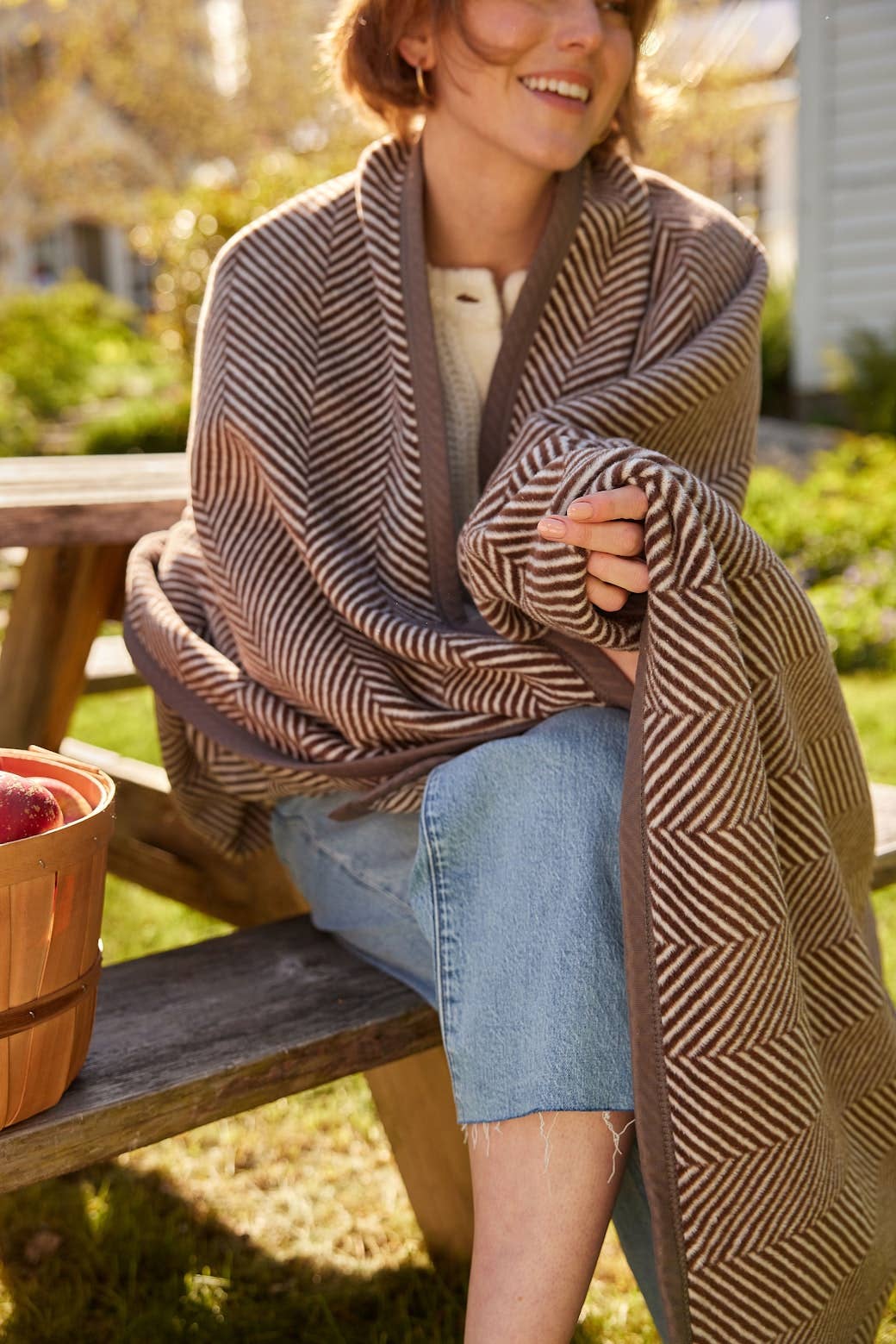 Harborview Herringbone Chocolate Blanket