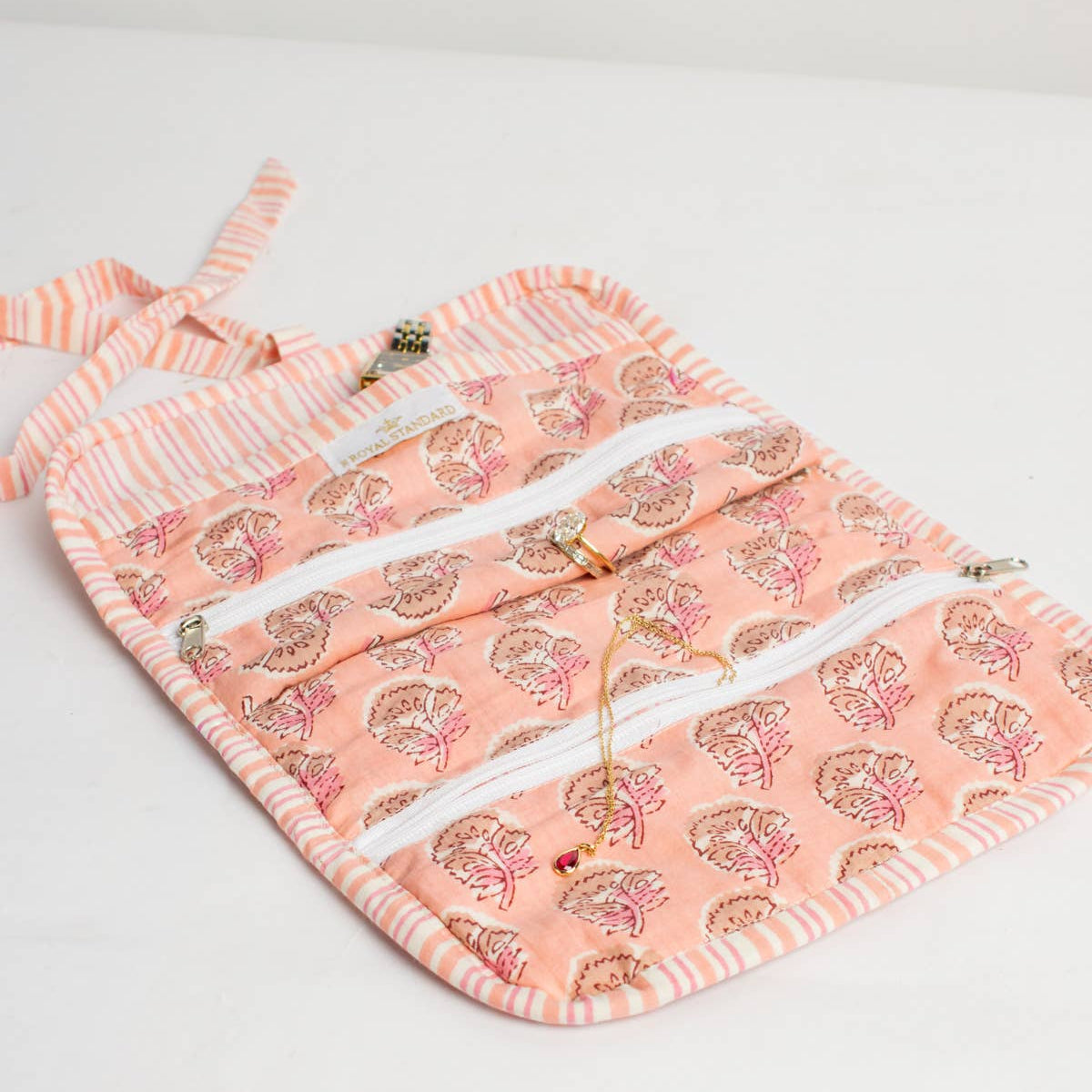 Layla Quilted Jewelry Roll   Pink   9x13