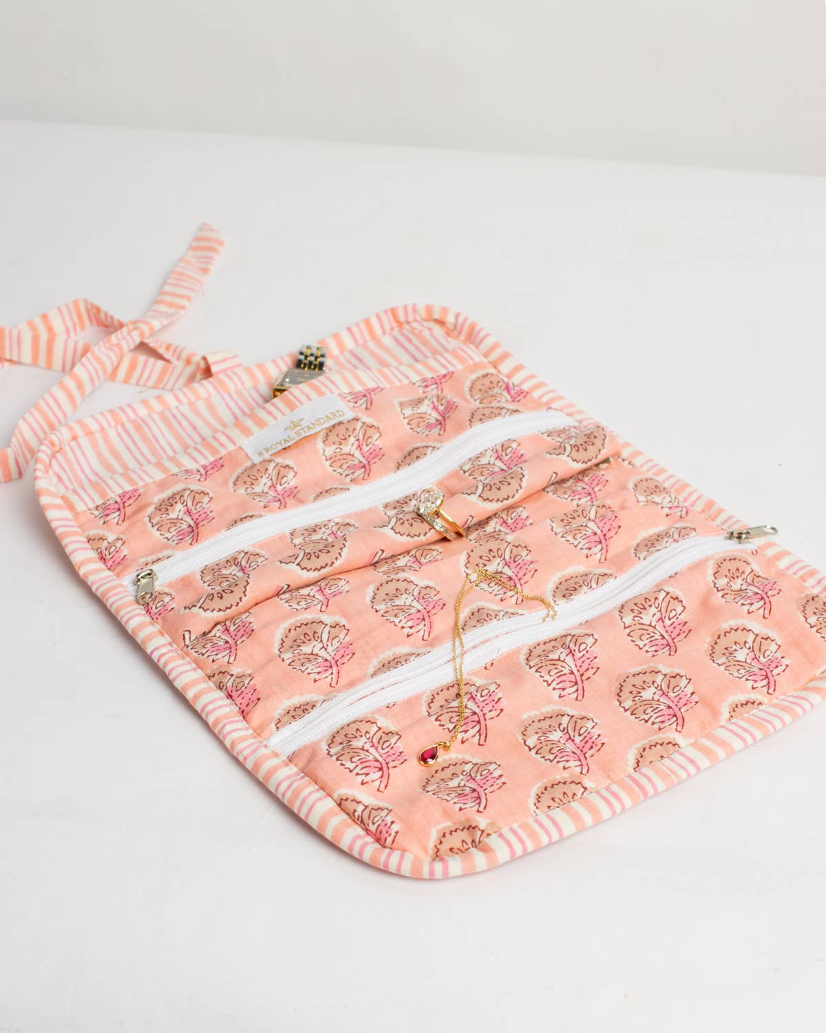 Layla Quilted Jewelry Roll   Pink   9x13