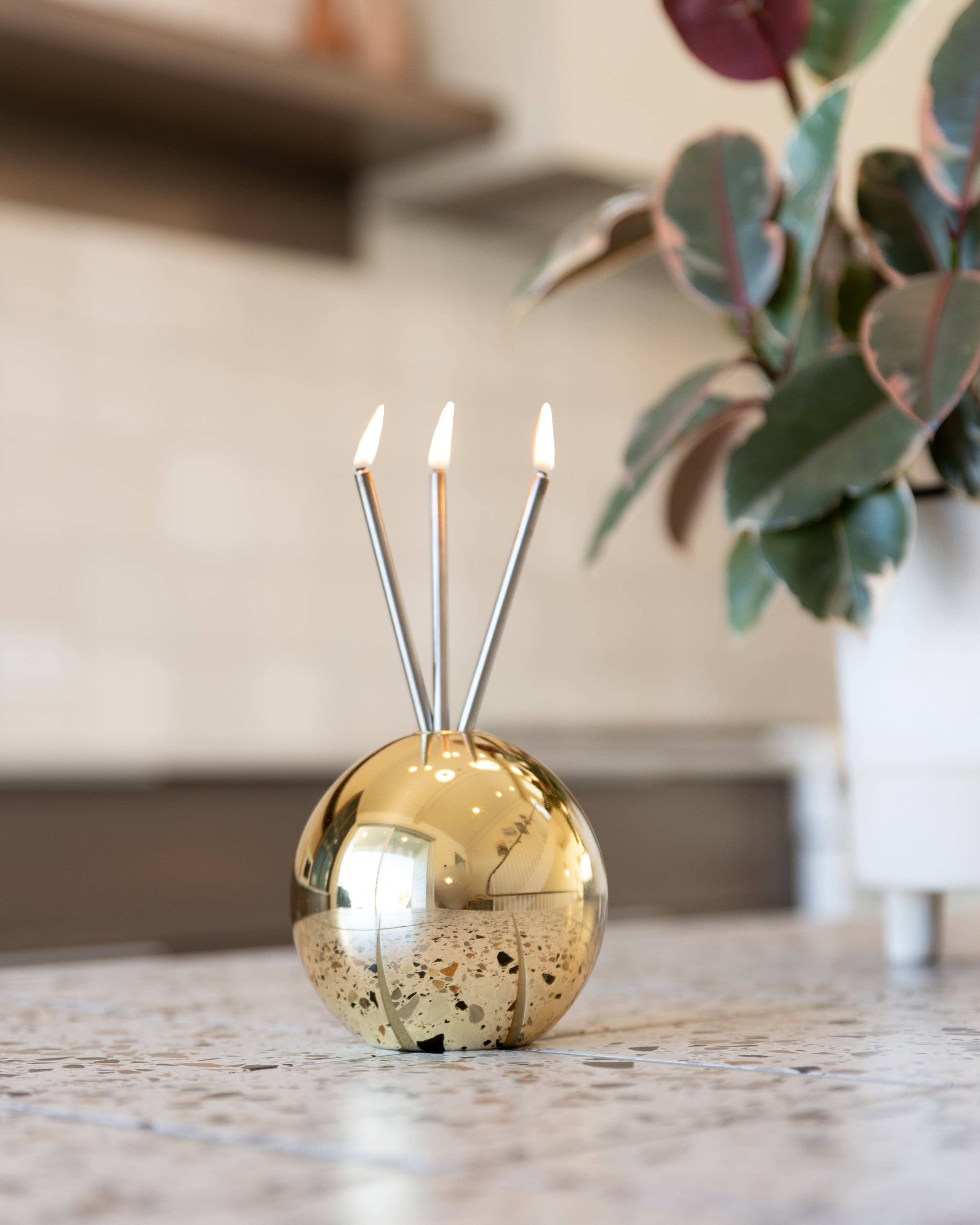 Neva Vase, Gold Metallic Candle Holder