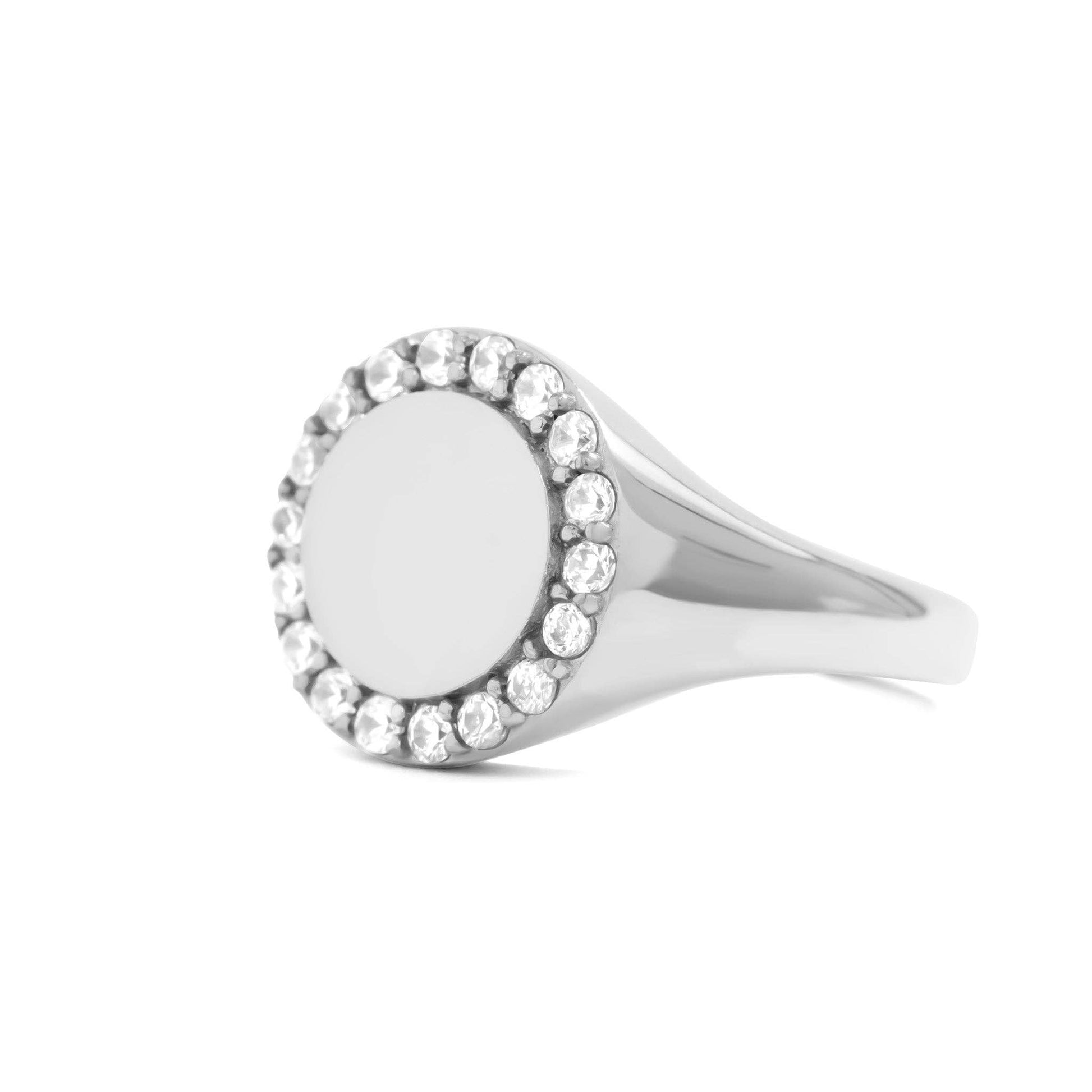 18K Gold PVD Stainless Steel Signet Ring With Stones