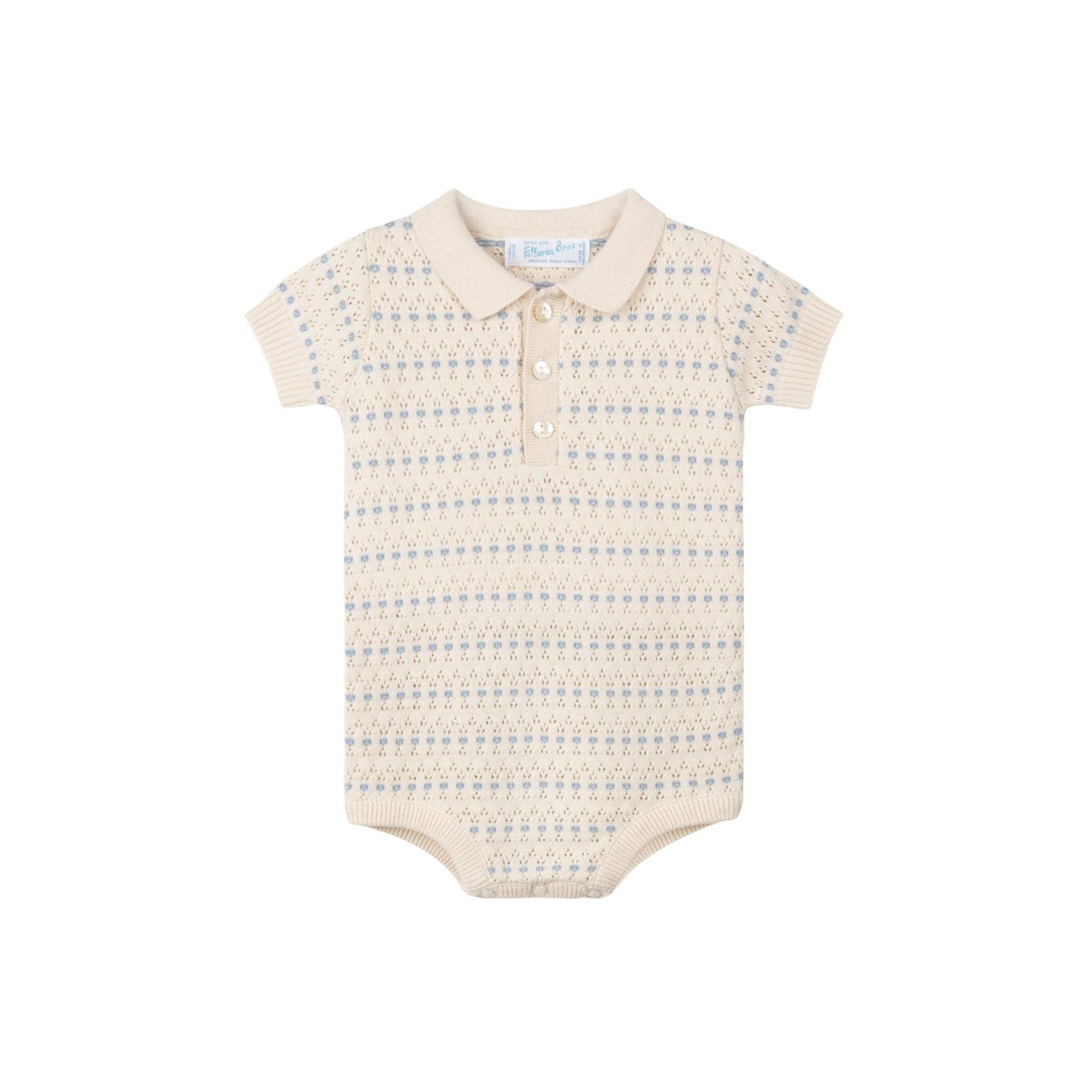 Boys Pointelle Jacquard Knit Romper