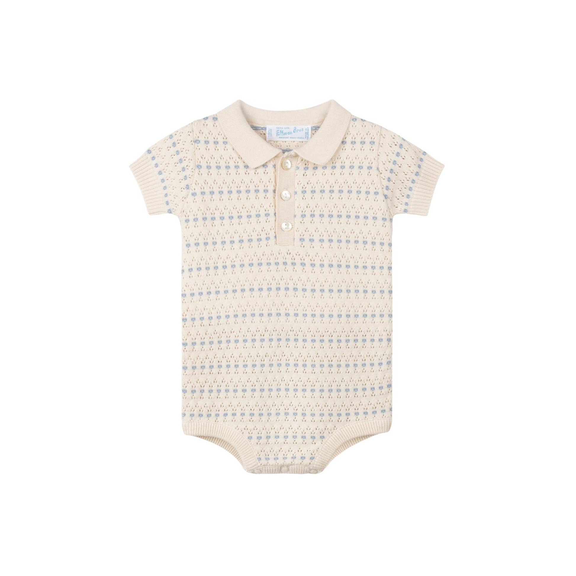 Boys Pointelle Jacquard Knit Romper