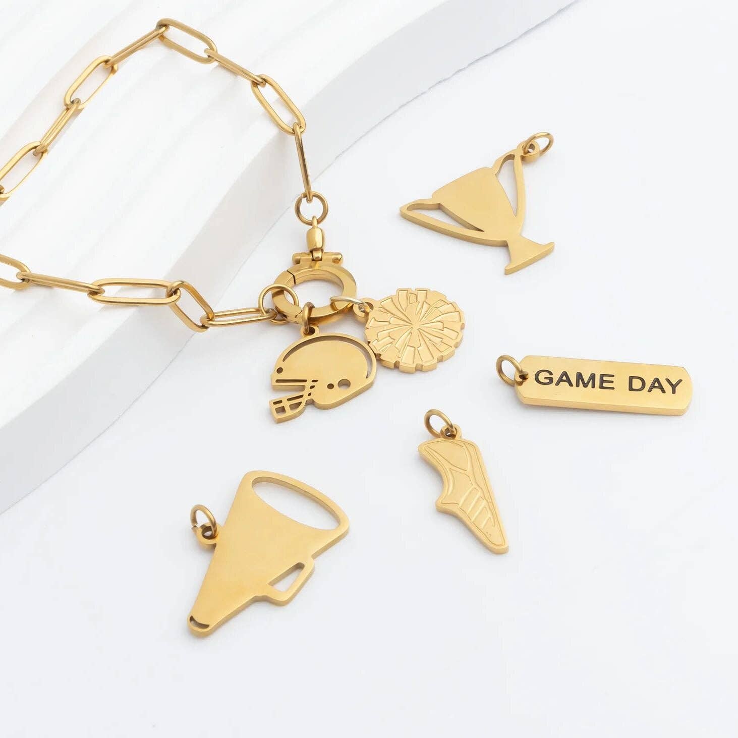 18K Gold PVD Stainless Steel Megaphone Charm