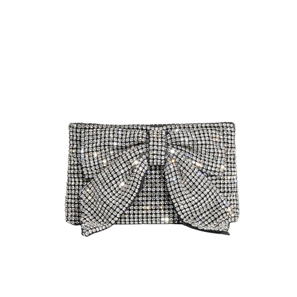 Jada Silver Bow Rhinestone Crossbody Bag Pre-Order 12/15