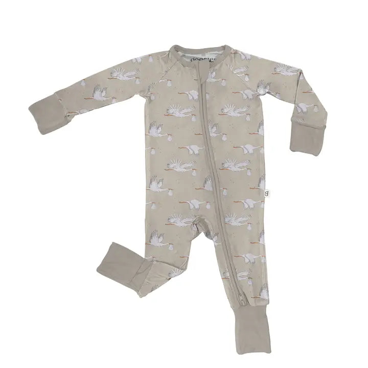 Goosies LS Zip PJ - Stork Neutral