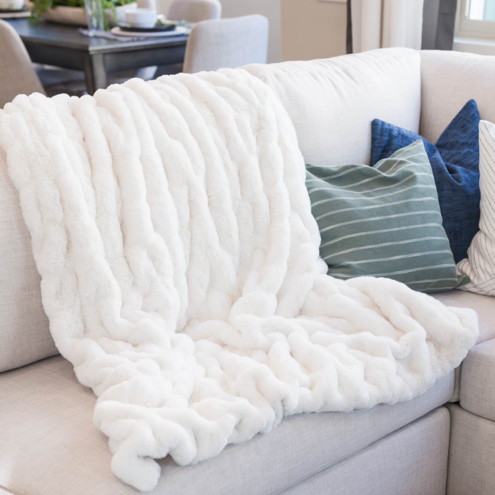 Soft Ruched Faux Fur Throw- Multiple Colors