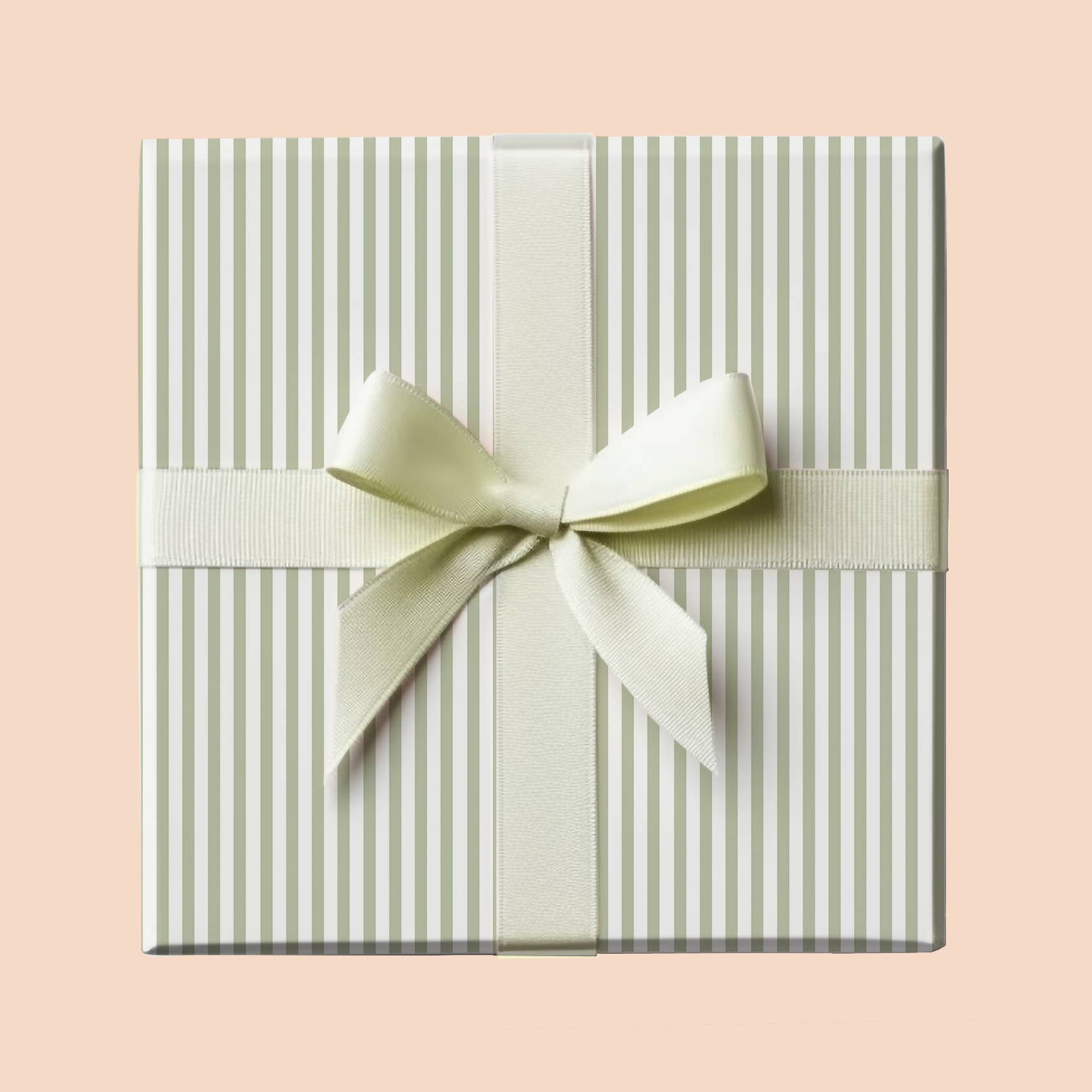 Sage Stripe Gift Wrap - 3 Sheets/Roll
