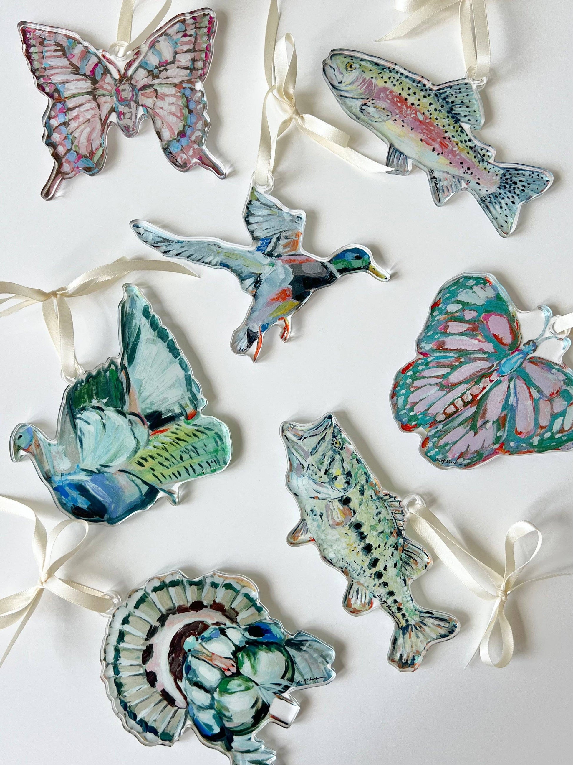 "Chasing Rainbows trout" ornament