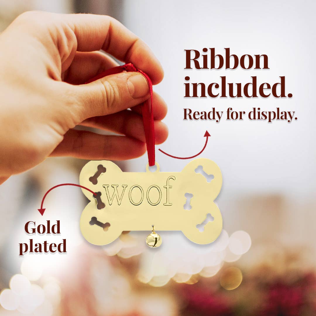 Woof Dog Bone Ornament with Bell