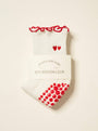 Embroidery Heart Duo Ruffle Grip Sock, Pilates Socks