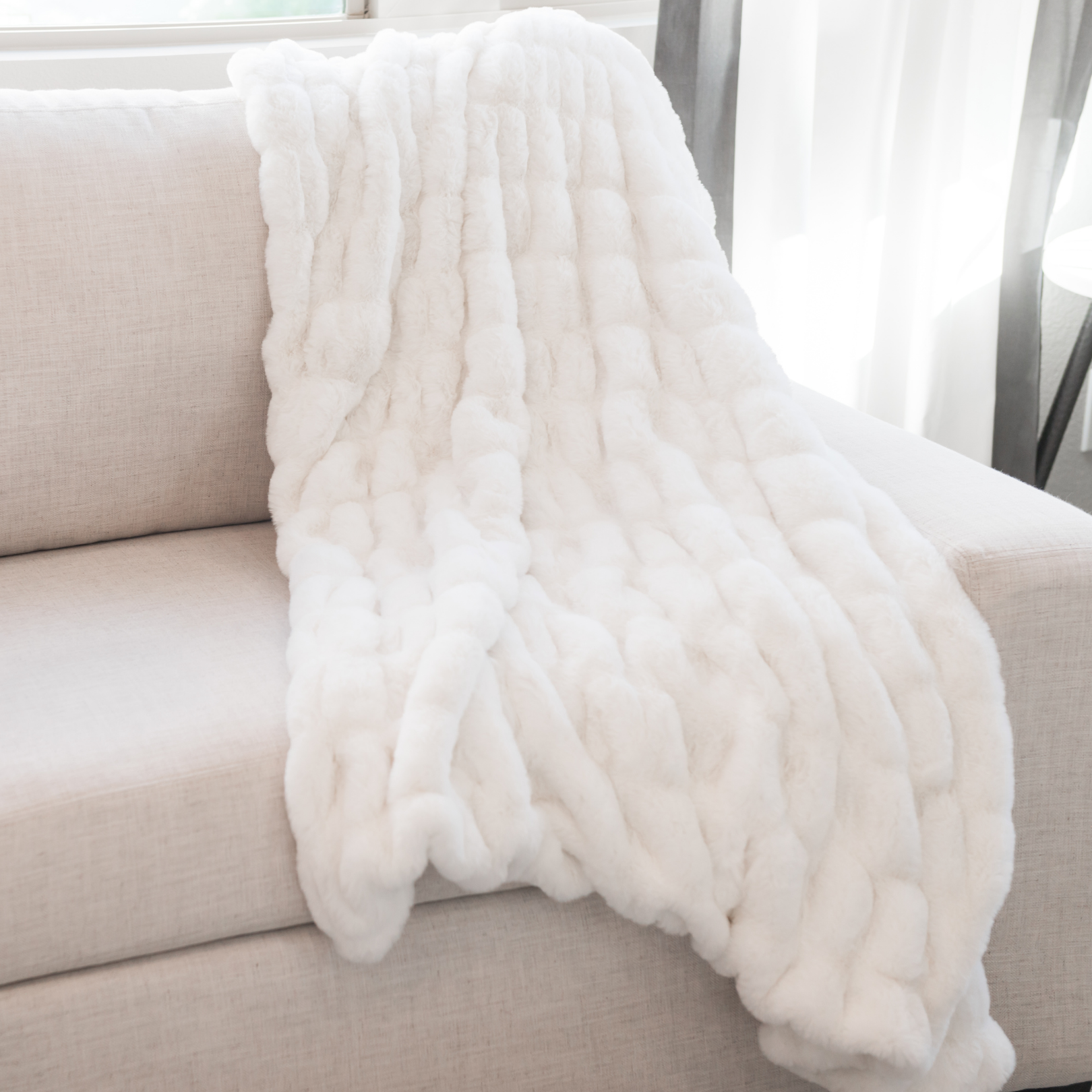 Soft Ruched Faux Fur Throw- Multiple Colors