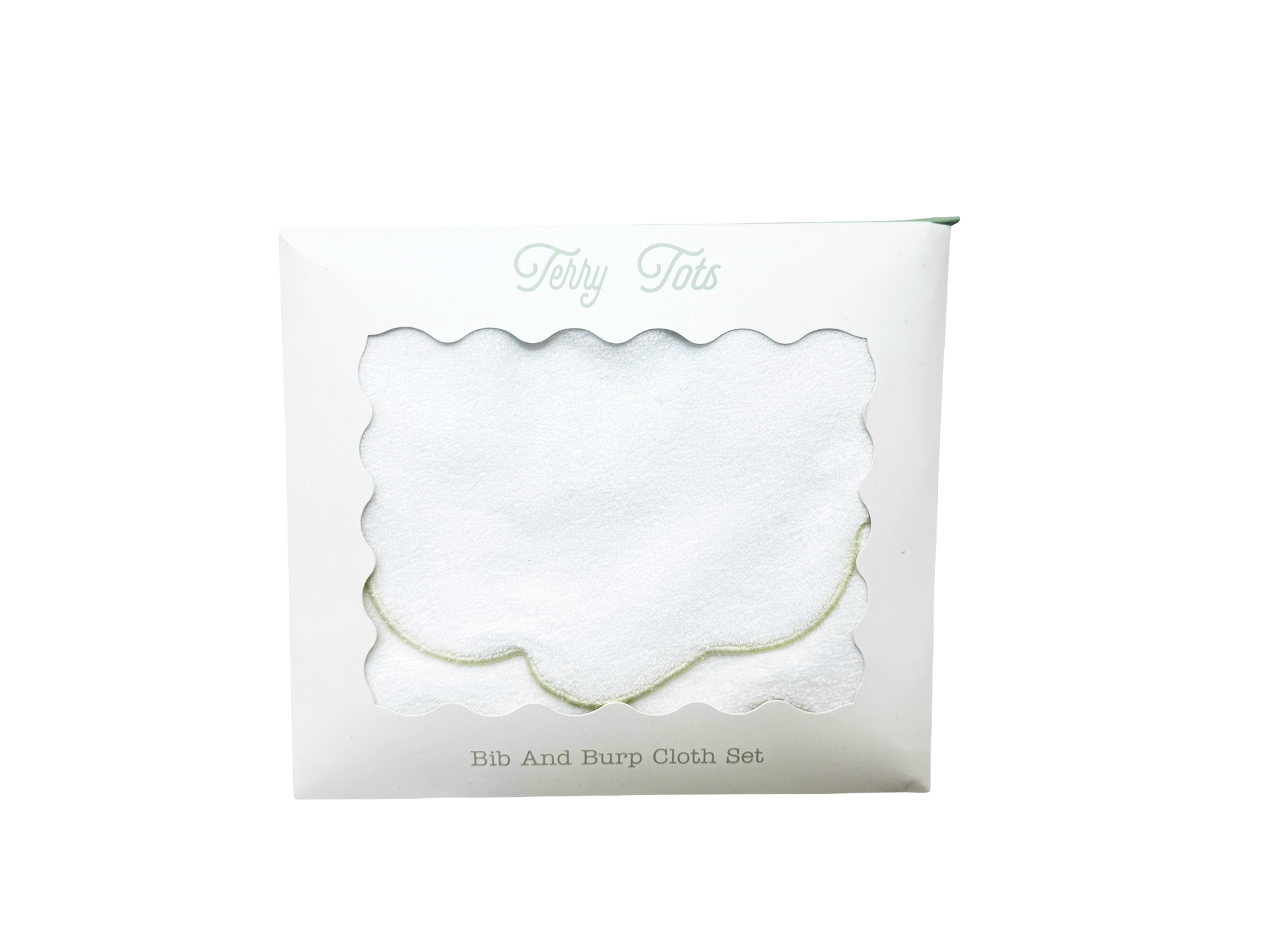 Bib & Burp Set - Sage Solid Scalloped Edge