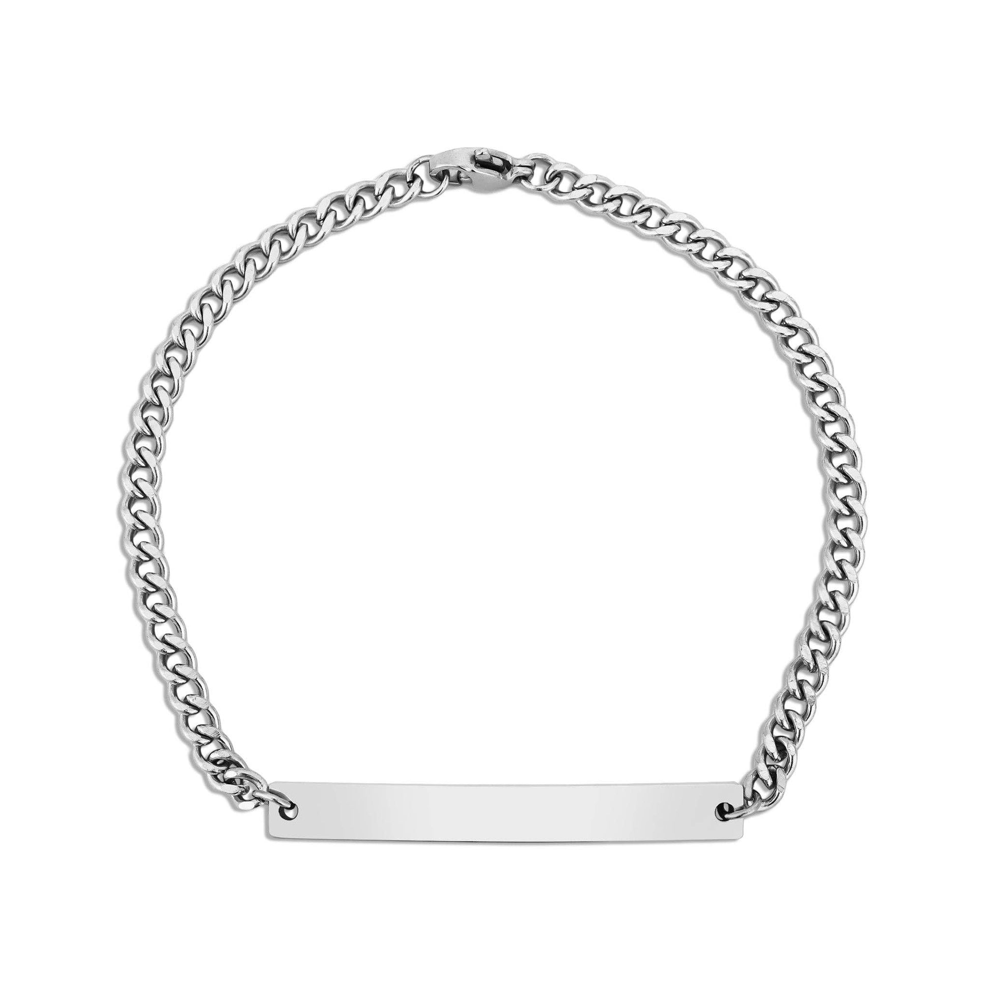 Stainless Steel PVD Curved Blank Bar Curb Chain Bracelet