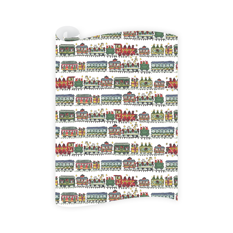 Christmas Trains Wrapping Paper Roll