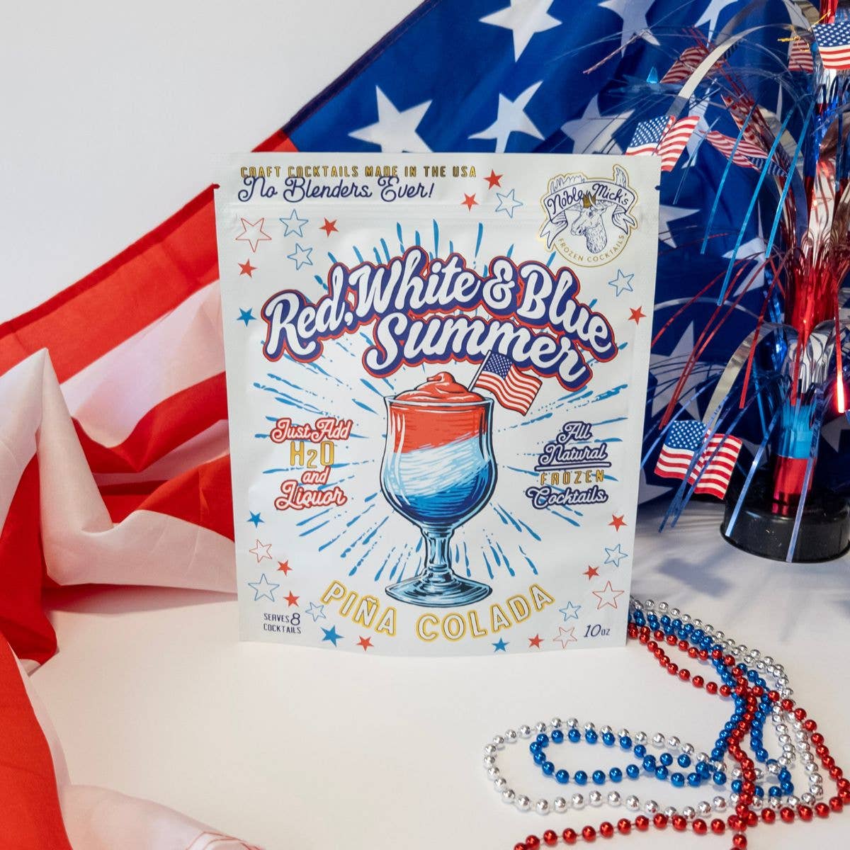 Red, White & Blue Summer Pina Colada Frozen Cocktail