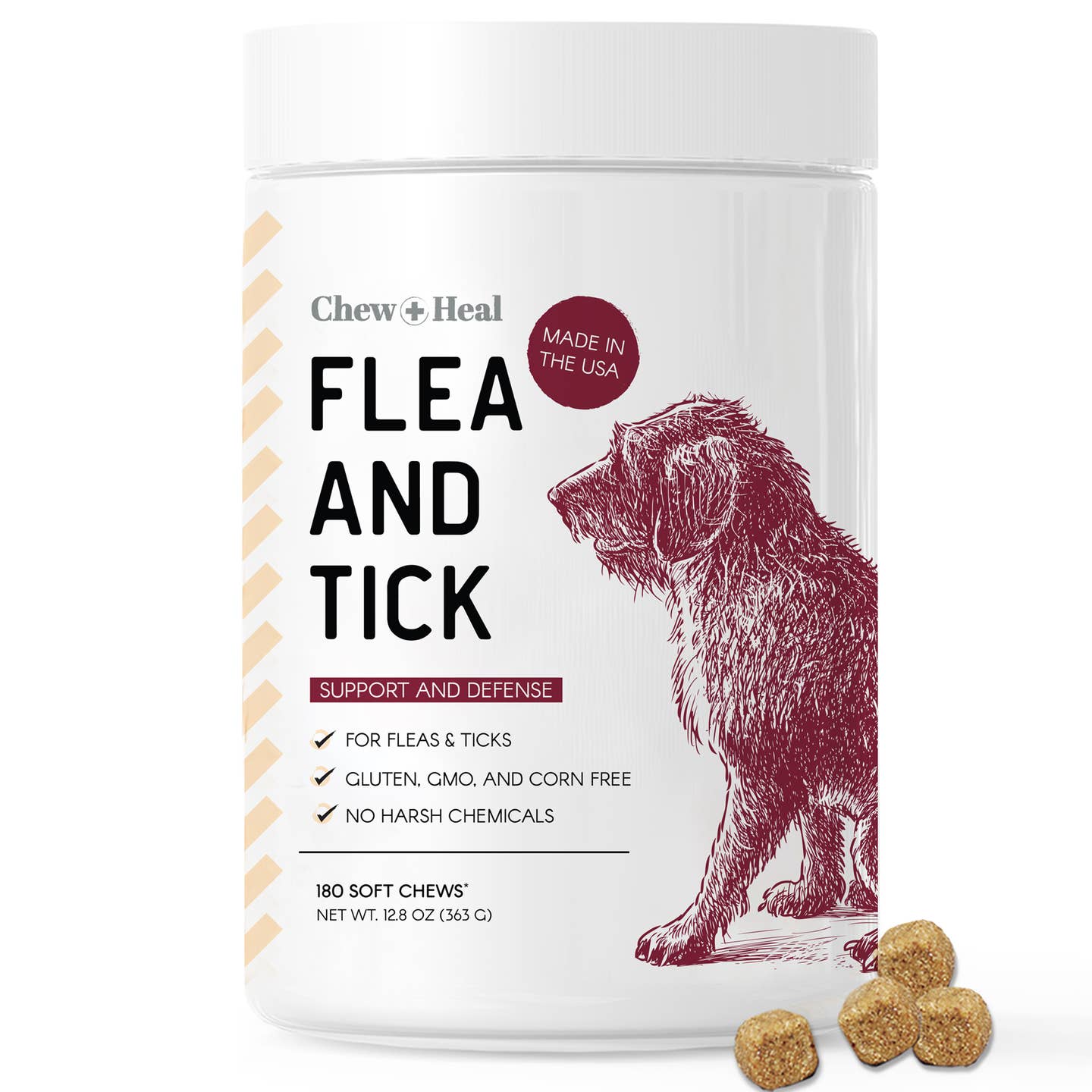 Flea & Tick Support Soft Chew Supplement For Dogs - 180 Chew
