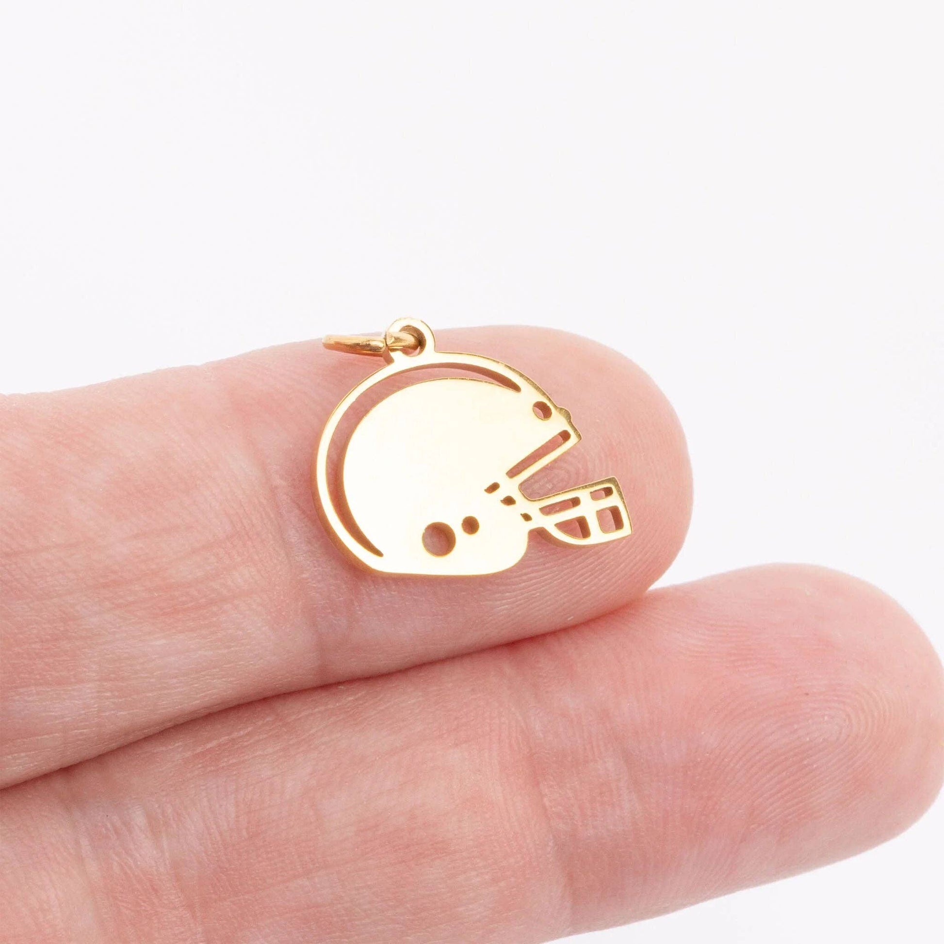 18K Gold PVD Stainless Steel Helmet Charm