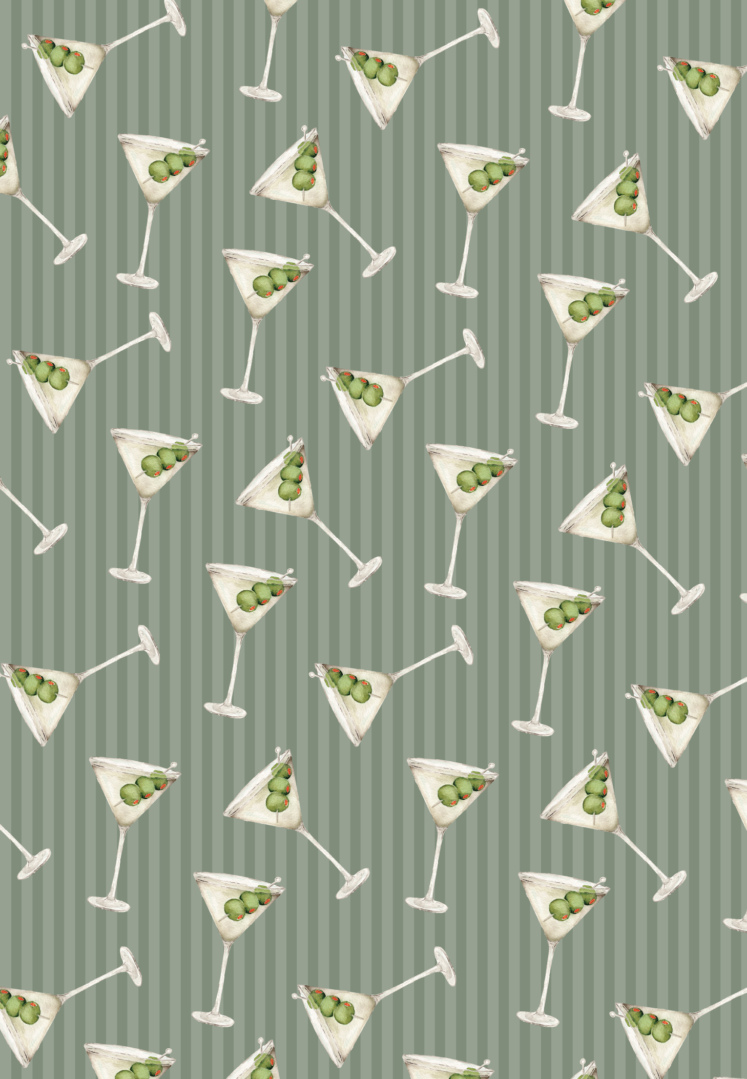 Watercolor Martini Gift Wrap - 3 Sheets/Roll