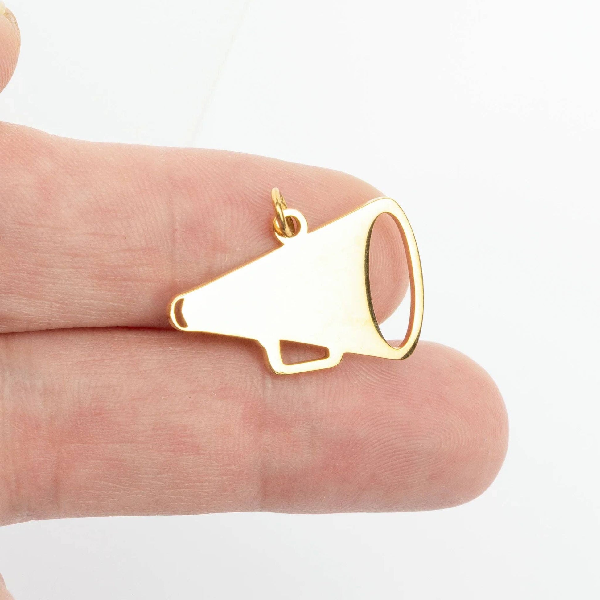 18K Gold PVD Stainless Steel Megaphone Charm