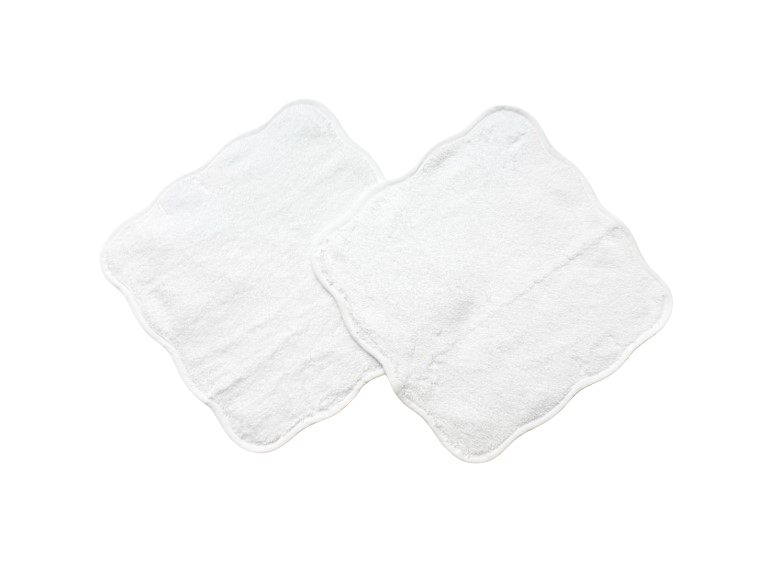 Wash Cloth Set Of 2 - White Solid Scalloped Edge