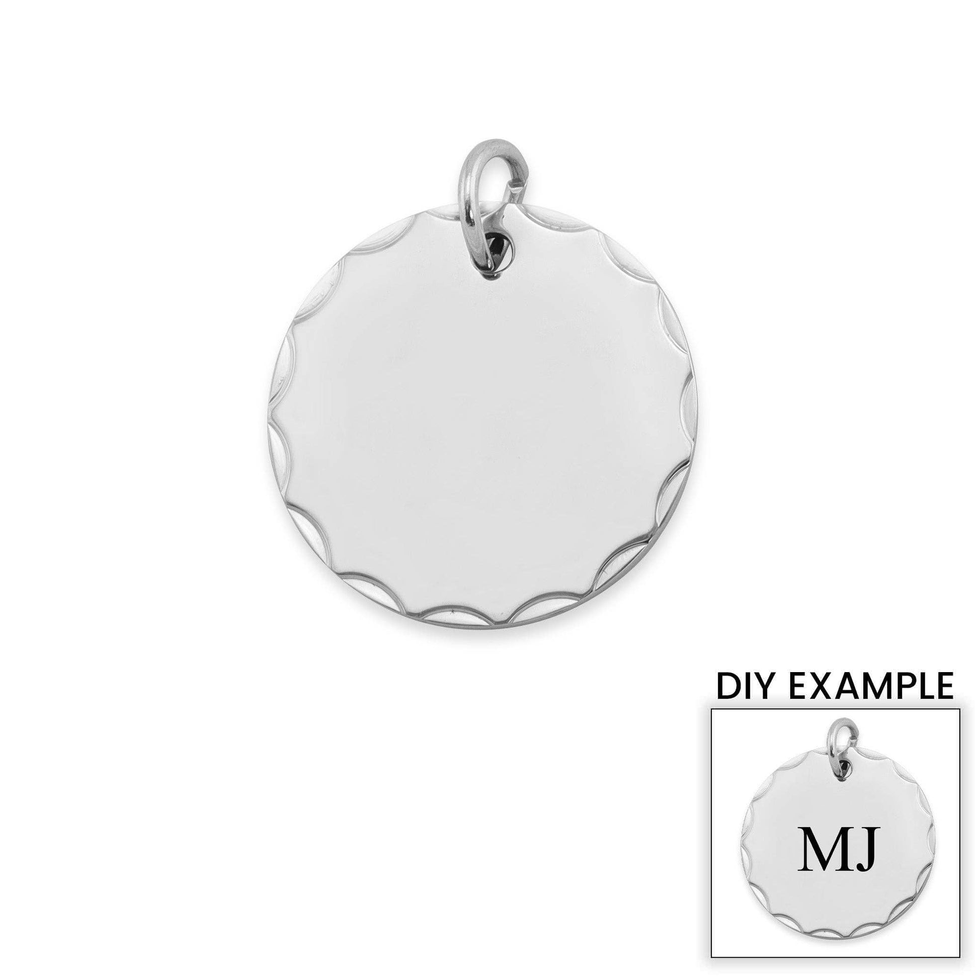 Stainless Steel Grooved Round Pendant