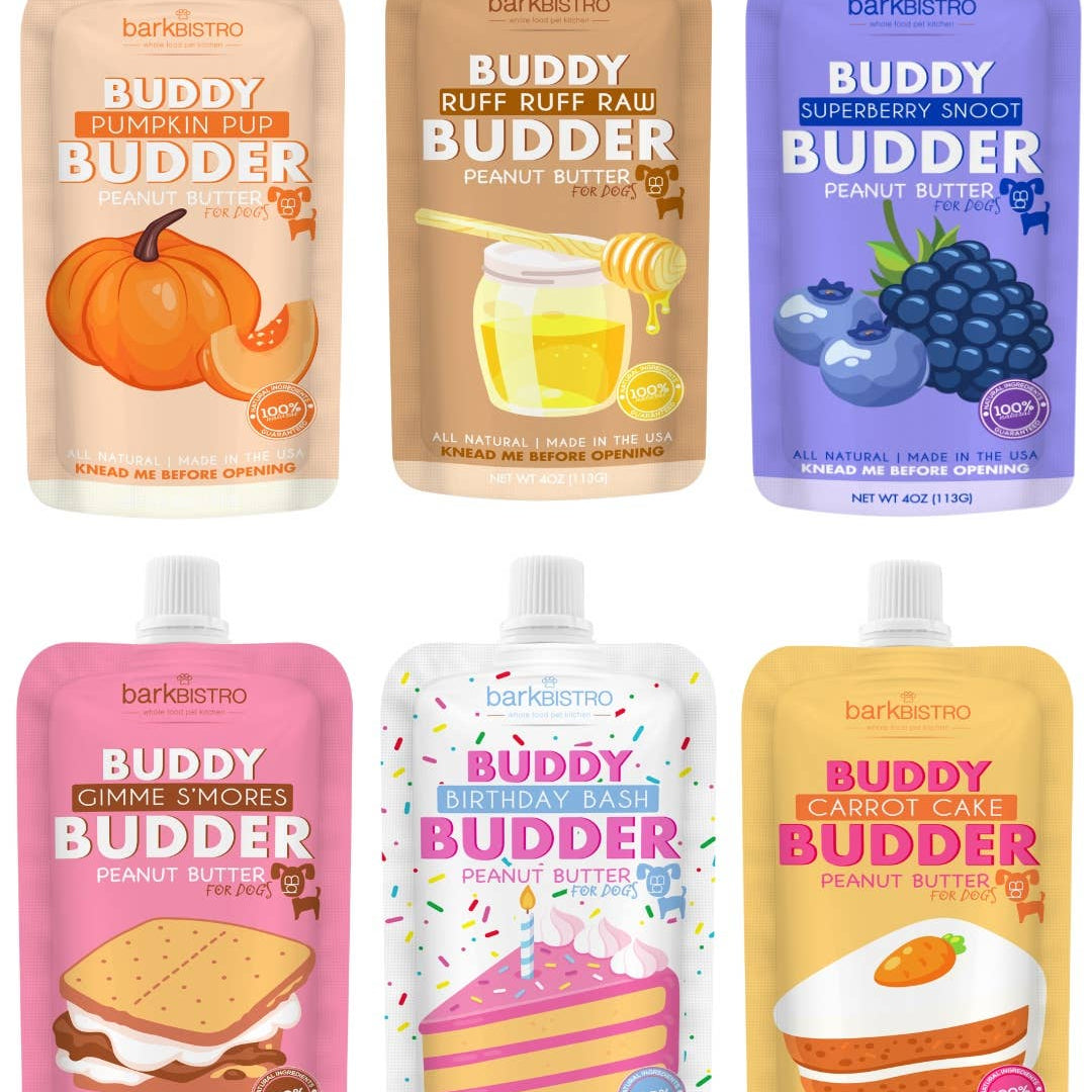 Dog Peanut Butter - 4oz Squeeze Packs Mixed Flavor Budder