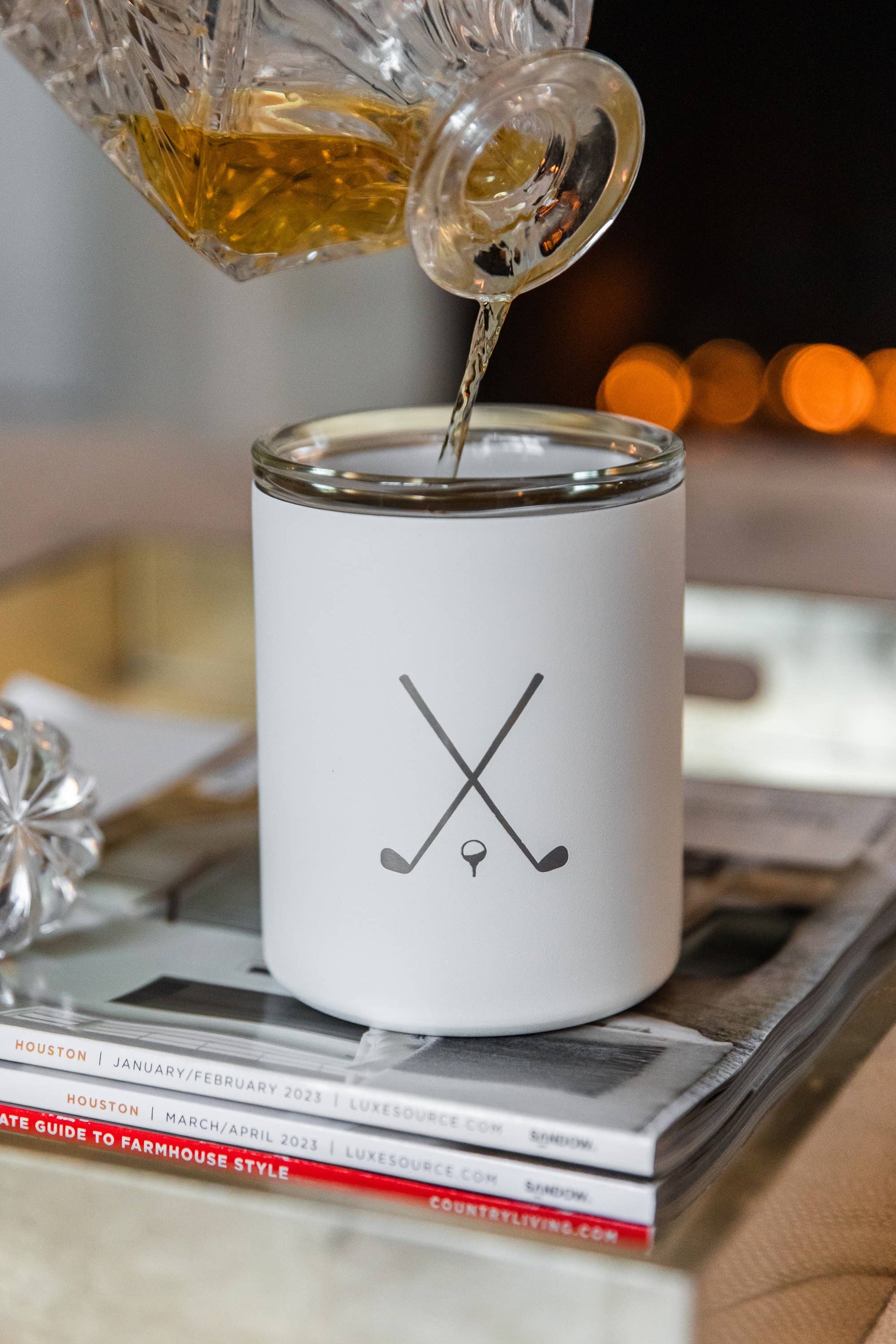 White Glass Lined Whiskey Low Ball