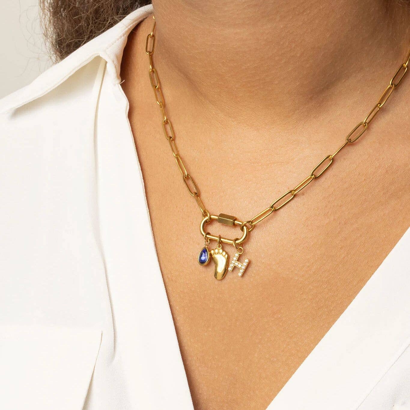 18K Gold PVD Stainless Steel Baby Foot Charm