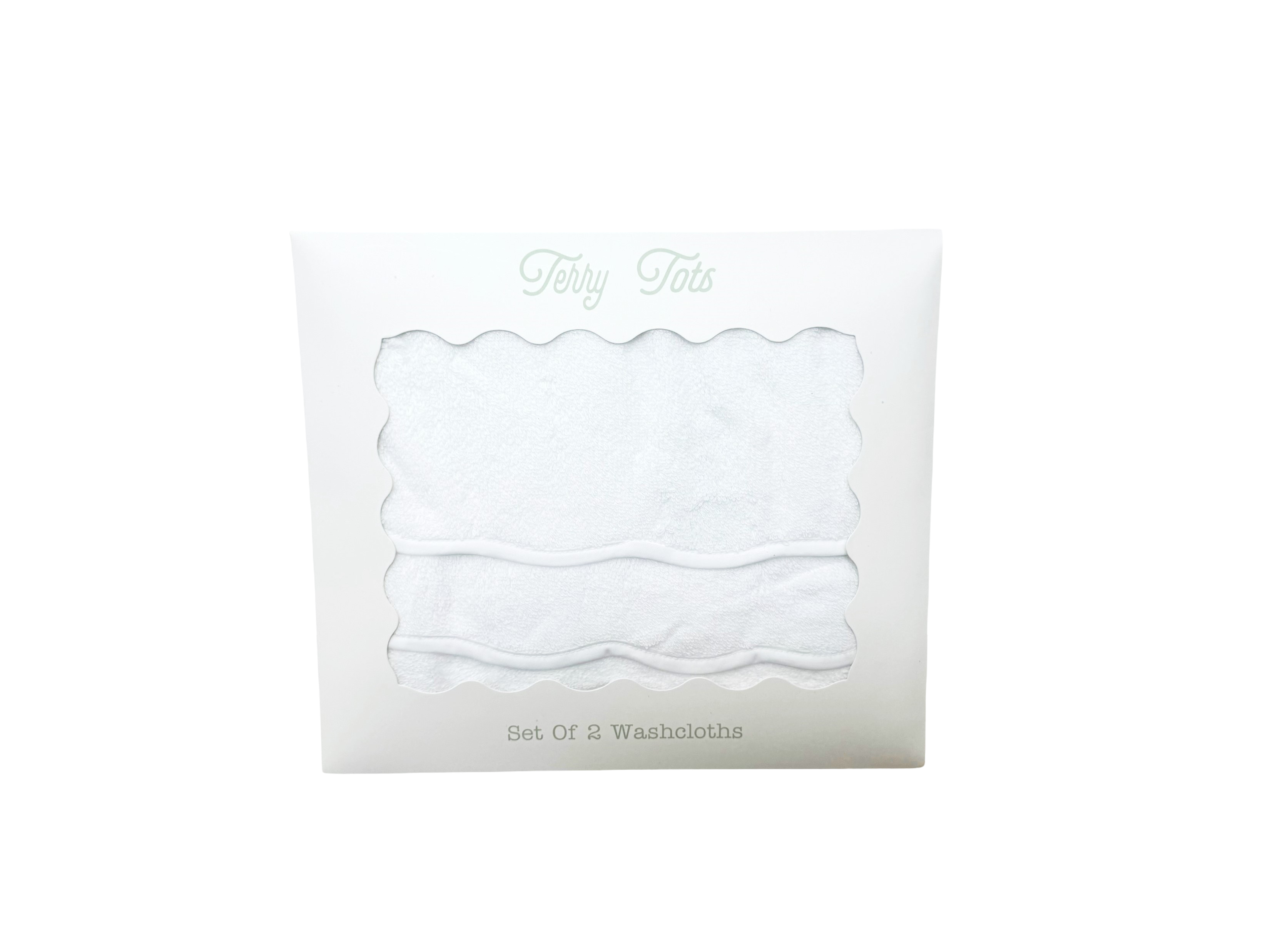Wash Cloth Set Of 2 - White Solid Scalloped Edge