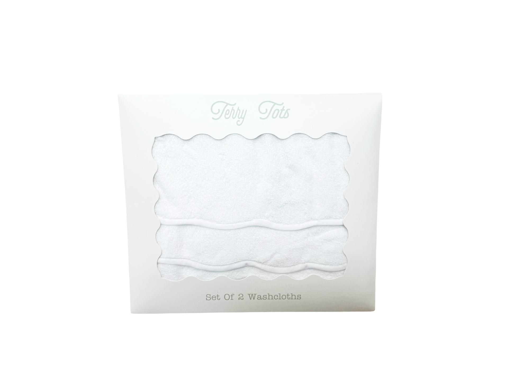 Wash Cloth Set Of 2 - White Solid Scalloped Edge