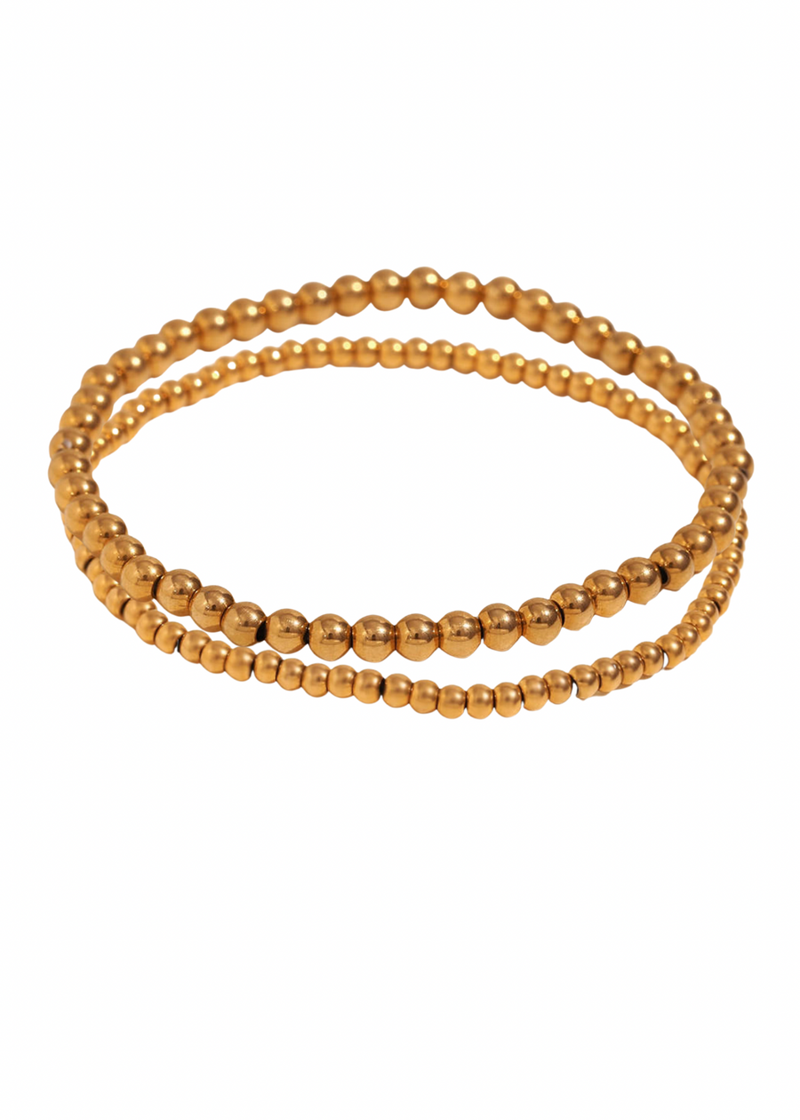 S/M Gold Beaded Bracelet Stack