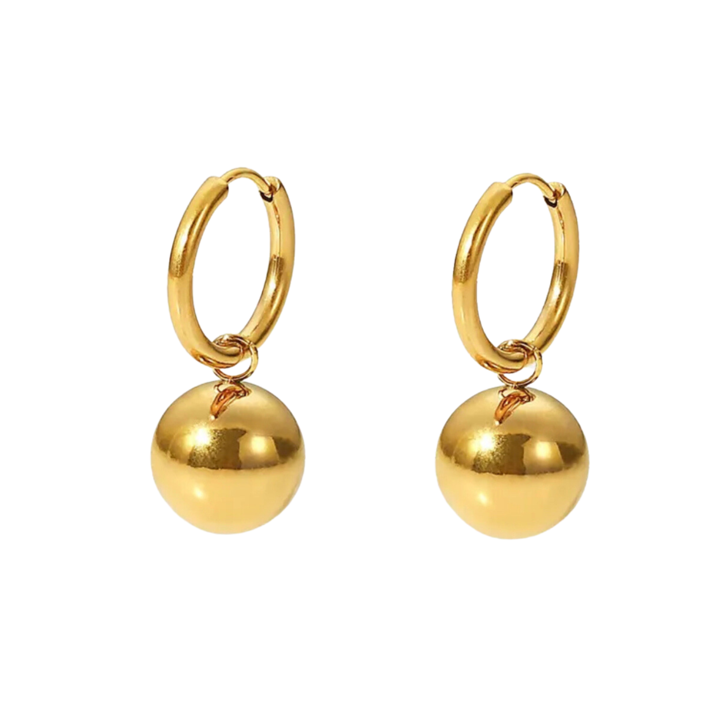 Gold Ball Huggie Hoops