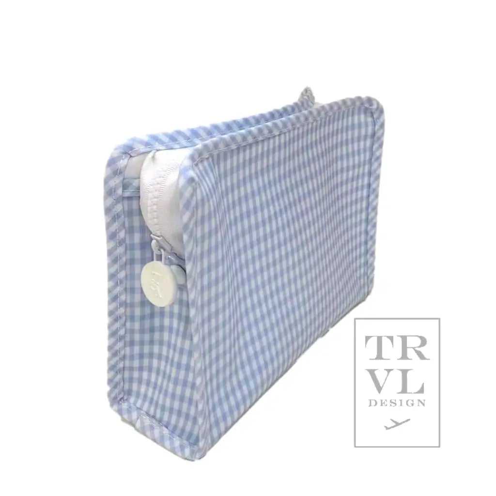 Roadie medium zip pouch- gingham mist