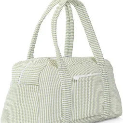 Quilted Duffle Bag Sage Green Stripe - TRVL